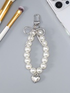 Брелок для ключей на карабине «Жемчужная нить с сердцем и бантом», на сумку, рюкзак, серебристо-белый, 13×3×1 см  (артикул 10964579)  большой выбор товаров оптом и в розницу по низким ценам с доставкой