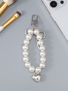 Брелок для ключей на карабине «Жемчужная нить с сердцем и бантом», на сумку, рюкзак, серебристо-белый, 13×3×1 см  (артикул 10964579)  большой выбор товаров оптом и в розницу по низким ценам с доставкой