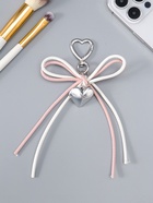 Брелок для ключей на карабине «Двойной бант с сердцем», на сумку, рюкзак, бело-розовый, 14×9×1.5 см  (артикул 10964585)  большой выбор товаров оптом и в розницу по низким ценам с доставкой