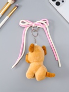 Брелок для ключей на кольце, карабине «Милый щенок с бело-розовым бантиком», на сумку, рюкзак, мягкий, коричневый 5×9.5×20 см - Фото 3