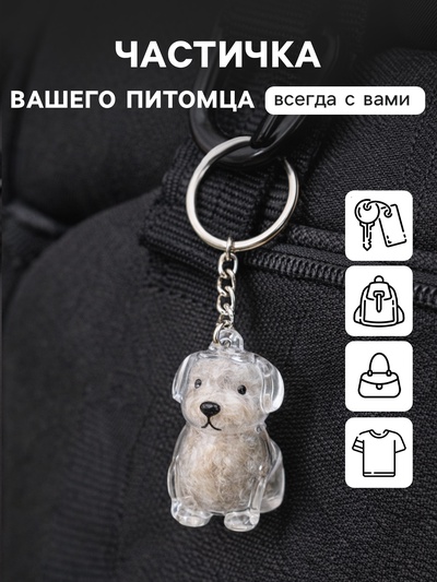 Брелок для ключей на кольце «Преданный друг - пёсик», капсула для шерсти питомца на сумку, рюкзак, 8×3×5 см
