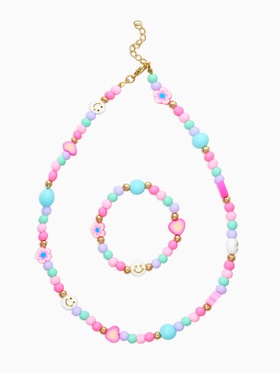 Набор детский «Выбражулька. Смайл», 2 предмета: бусы, браслет, разноцветный