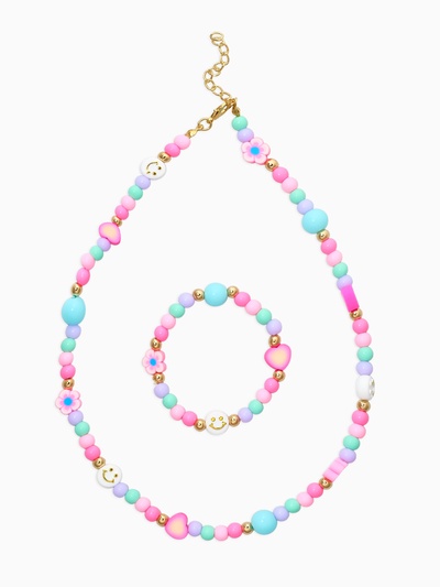 Набор детский «Выбражулька. Смайл», 2 предмета: бусы, браслет, разноцветный