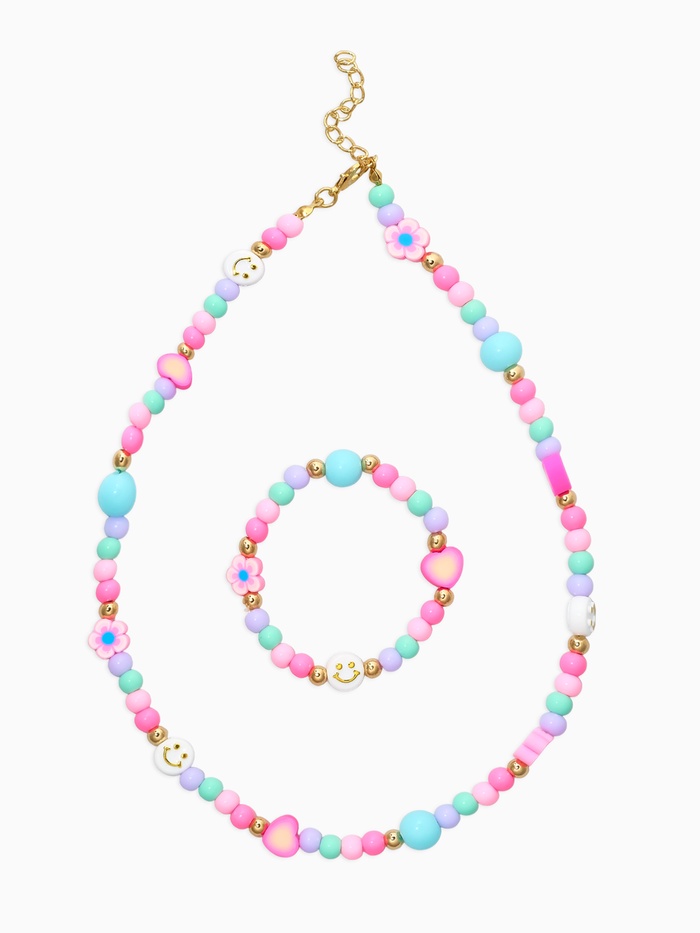 Набор детский «Выбражулька. Смайл», 2 предмета: бусы, браслет, разноцветный - Фото 1