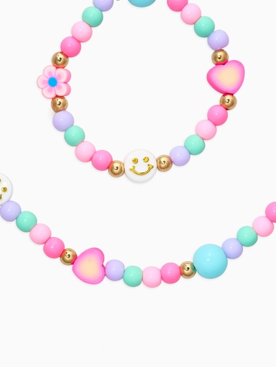 Набор детский «Выбражулька. Смайл», 2 предмета: бусы, браслет, разноцветный
