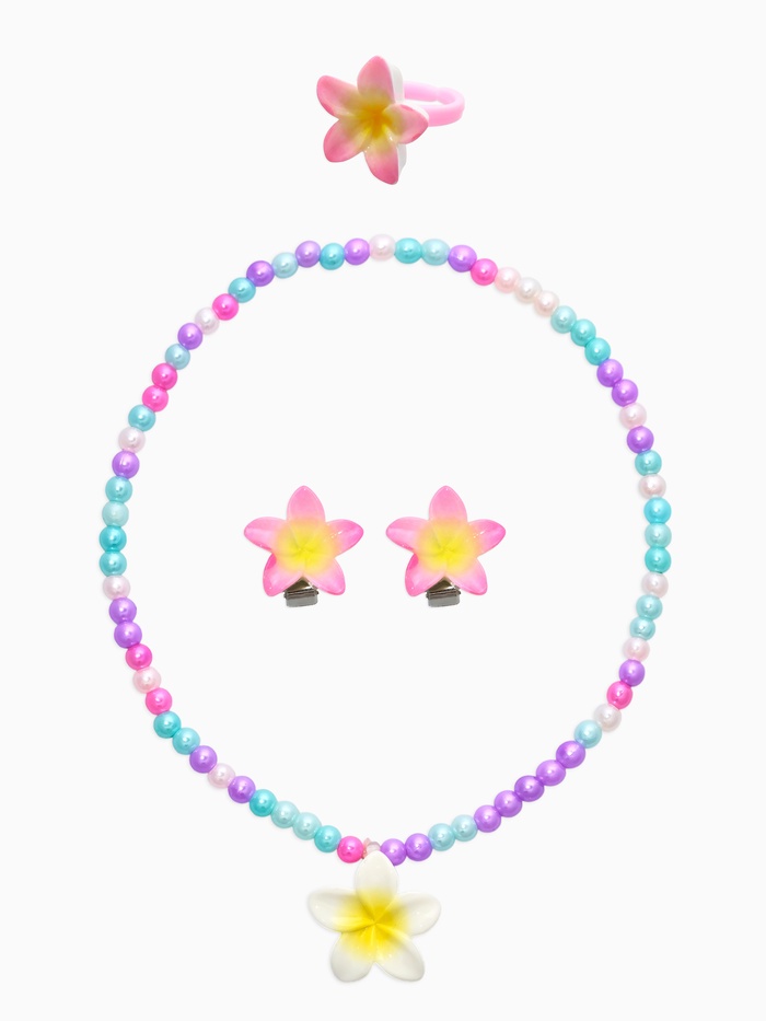 Набор детский «Выбражулька. Цветок», 3 предмета: бусы, клипсы, кольцо безразмерное, разноцветный