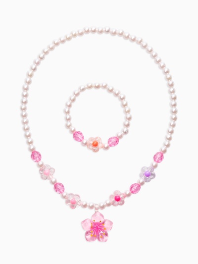 Набор детский «Выбражулька. Цветок и жемчуг», 2 предмета: бусы, браслет, разноцветный