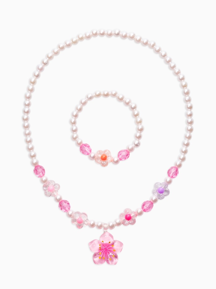 Набор детский «Выбражулька. Цветок и жемчуг», 2 предмета: бусы, браслет, разноцветный
