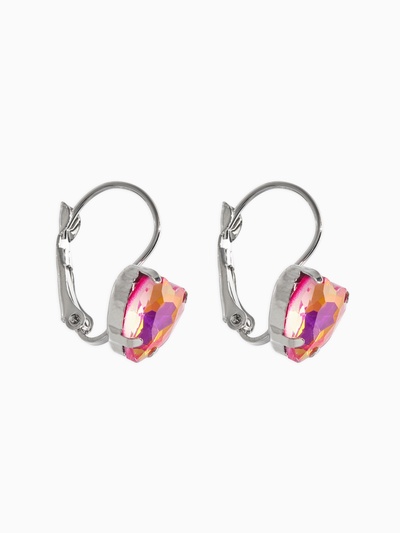 Серьги «Сердечки лунные», малиновые в серебре