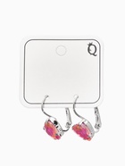 Серьги «Сердечки лунные», малиновые в серебре  (артикул 10967866)  большой выбор товаров оптом и в розницу по низким ценам с доставкой