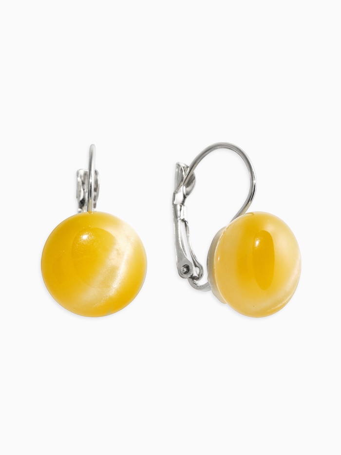 Серьги «Таблетка. Кошачий глаз», шарик, пластик, бежевые в серебре