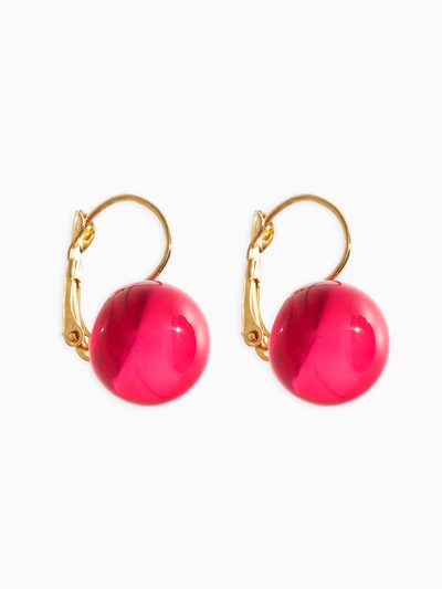 Серьги «Шар №14», пластик, малиновые в золоте