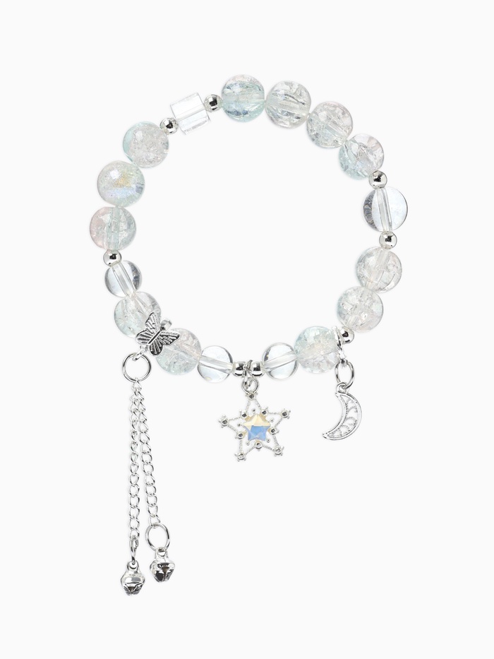 Браслет с подвесками «Сахарный. Ночное небо», d=6 см, шар № 10/8, розовый, голубой в серебре - Фото 1