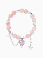 Браслет с подвесками «Сахарный. Сердце текучее», d=6 см, шар № 10/8, белый, розовый в серебре  (артикул 10967928)  большой выбор товаров оптом и в розницу по низким ценам с доставкой