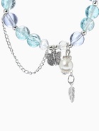 Браслет с подвесками «Сахарный. Бабочка и перо», d=6 см, шар № 10/8, голубой, фиолетовый в серебре  (артикул 10967929)  большой выбор товаров оптом и в розницу по низким ценам с доставкой