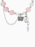 Браслет с подвесками «Сахарный. Бабочка и перо», d=6 см, шар № 10/8, розовый в серебре  (артикул 10967931)  большой выбор товаров оптом и в розницу по низким ценам с доставкой