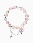 Браслет с подвесками «Сахарный. Сердце, искра», d=6 см, шар № 10/8, розовый, бежевый в серебре  (артикул 10967933)  большой выбор товаров оптом и в розницу по низким ценам с доставкой