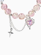 Браслет с подвесками «Сахарный. Сердце, искра», d=6 см, шар № 10/8, розовый, бежевый в серебре  (артикул 10967933)  большой выбор товаров оптом и в розницу по низким ценам с доставкой