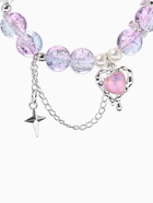 Браслет с подвесками «Сахарный. Сердце, искра», d=6 см, шар № 10/8, розовый, фиолетовый в серебре  (артикул 10967934)  большой выбор товаров оптом и в розницу по низким ценам с доставкой