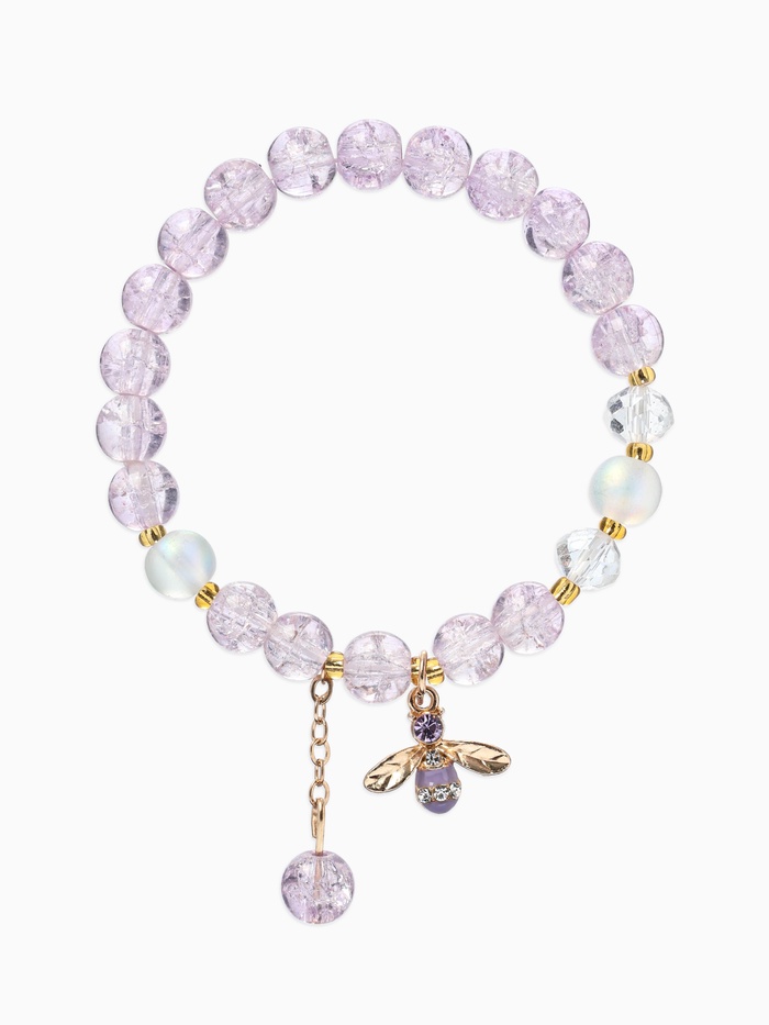 Браслет с подвесками «Сахарный. Пчёлка», d=6 см, шар №8, фиолетовый в золоте - Фото 1