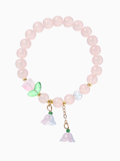 Браслет из бусин «Тюльпан», d=6 см, шар №8, розовый