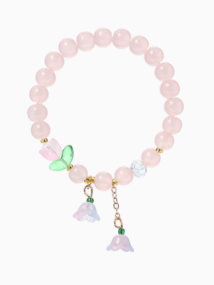 Браслет из бусин «Тюльпан», d=6 см, шар №8, розовый