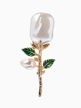 Брошь «Жемчуг. Цветок Роза», белая в серебре