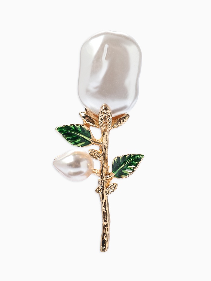 Брошь «Жемчуг. Цветок Роза», белая в серебре - Фото 1