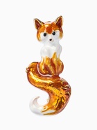 Брошь «Лиса с хвостиком», белый, оранжевая в золоте  (артикул 10968176)  большой выбор товаров оптом и в розницу по низким ценам с доставкой