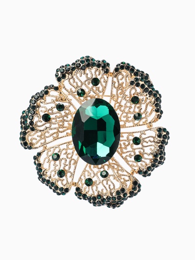 Брошь «Цветок изумрудный», стразы, зелёная в золоте