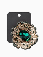 Брошь «Цветок изумрудный», стразы, зелёная в золоте  (артикул 10968184)  большой выбор товаров оптом и в розницу по низким ценам с доставкой