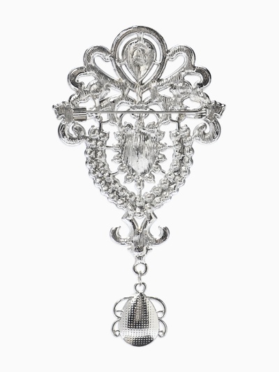 Брошь «Императрица .вензеля», белая в серебре