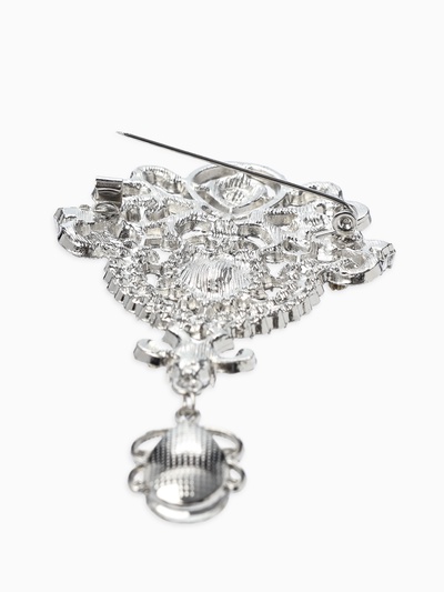 Брошь «Императрица .вензеля», белая в серебре