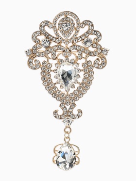 Брошь «Императрица .вензеля», белая в золоте  (артикул 10968189)  большой выбор товаров оптом и в розницу по низким ценам с доставкой