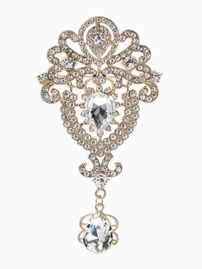 Брошь «Императрица .вензеля», белая в золоте