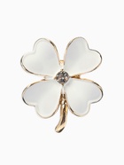 Брошь «Клевер» матовая, белая в золоте  (артикул 10968195)  большой выбор товаров оптом и в розницу по низким ценам с доставкой