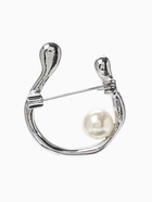 Брошь «Подкова с бусиной», №10, белая в серебре  (артикул 10968196)  большой выбор товаров оптом и в розницу по низким ценам с доставкой