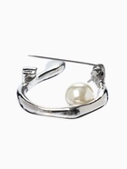 Брошь «Подкова с бусиной», №10, белая в серебре  (артикул 10968196)  большой выбор товаров оптом и в розницу по низким ценам с доставкой