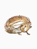 Брошь «Ежик с цветами», коричневая, оранжевая в золоте  (артикул 10968212)  большой выбор товаров оптом и в розницу по низким ценам с доставкой