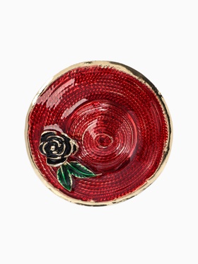 Брошь «Шляпа с цветком», разноцветная в черненом золоте