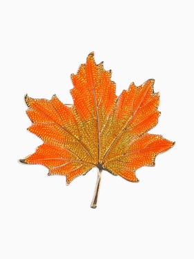 Брошь «Лист кленовый осенний», оранжевая в золоте