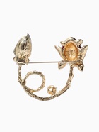 Брошь «Цветок бутон розы», красная в золоте - Фото 2