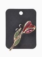 Брошь «Цветок Тюльпан», стразы, розовая, зелёная в золоте - Фото 4