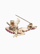 Брошь «Птица Аист», стразы, фиолетовая в золоте  (артикул 10968235)  большой выбор товаров оптом и в розницу по низким ценам с доставкой