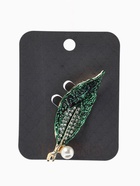 Брошь «Лист с жемчугом», стразы, зелёная в золоте  (артикул 10968236)  большой выбор товаров оптом и в розницу по низким ценам с доставкой