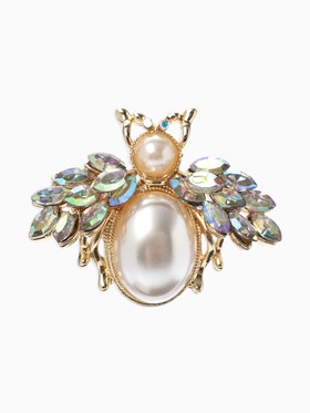 Брошь «Жук роскошный», жемчуг, кристаллы, белая, радужная в золоте  (артикул 10968238)  большой выбор товаров оптом и в розницу по низким ценам с доставкой