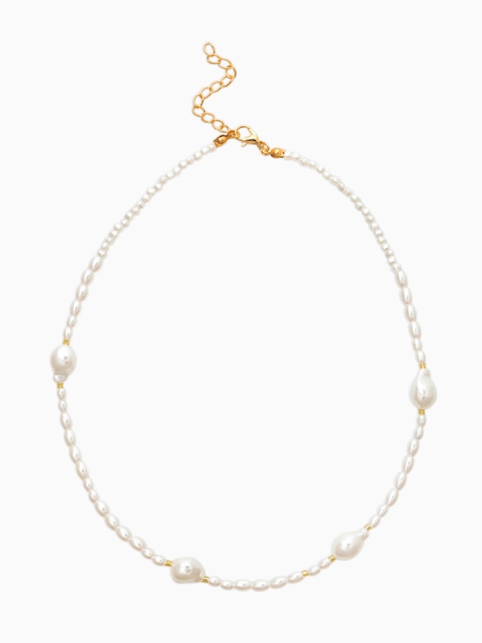 Чокер «Морской мир. Жемчуг барочный», L=40 см, белый в золоте