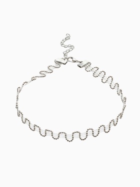 Чокер «Волна сияющая», L=30 см + 7 см, цвет серебро