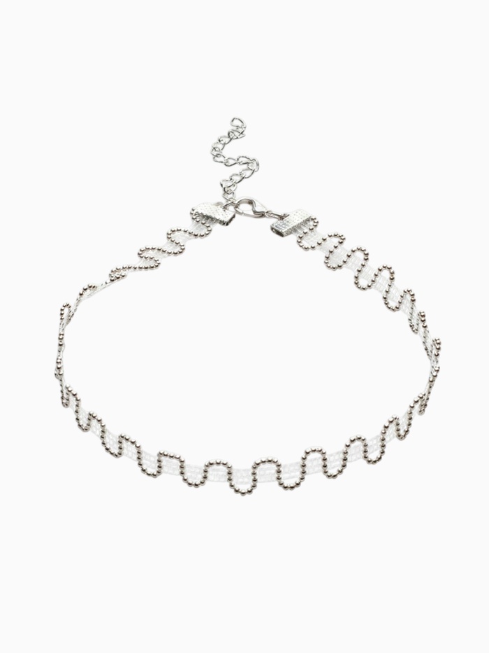 Чокер «Волна сияющая», L=30 см + 7 см, цвет серебро