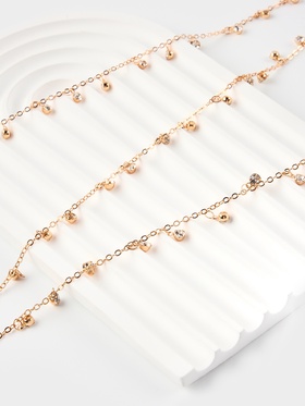 Цепочка со стразами, 4 мм, L=100 см, мелкое плетение 2×1.8 мм, цвет золото  (артикул 10970812)  большой выбор товаров оптом и в розницу по низким ценам с доставкой